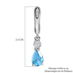Schweizer Blautopas, weißer Zirkon Ohrringe, 925 Silber platiniert, ca. 1.85 ct