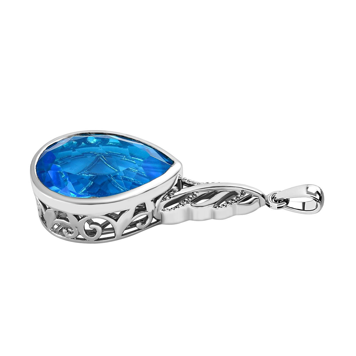 Karibik Quarz Anhänger, 925 Silber platiniert, ca. 16.24 ct