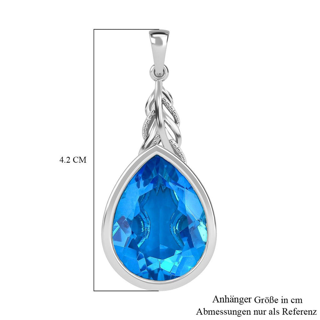 Karibik Quarz Anhänger, 925 Silber platiniert, ca. 16.24 ct
