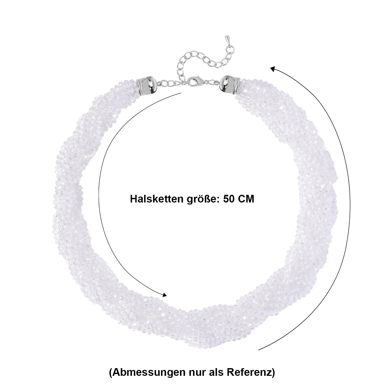 Weiße facettierte Glaskugel Strang Halskette ca. 45+5 cm