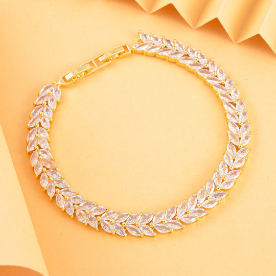 Weißer Zirkonia Armband, ca. 19 cm, Messing ca. 6.00 ct