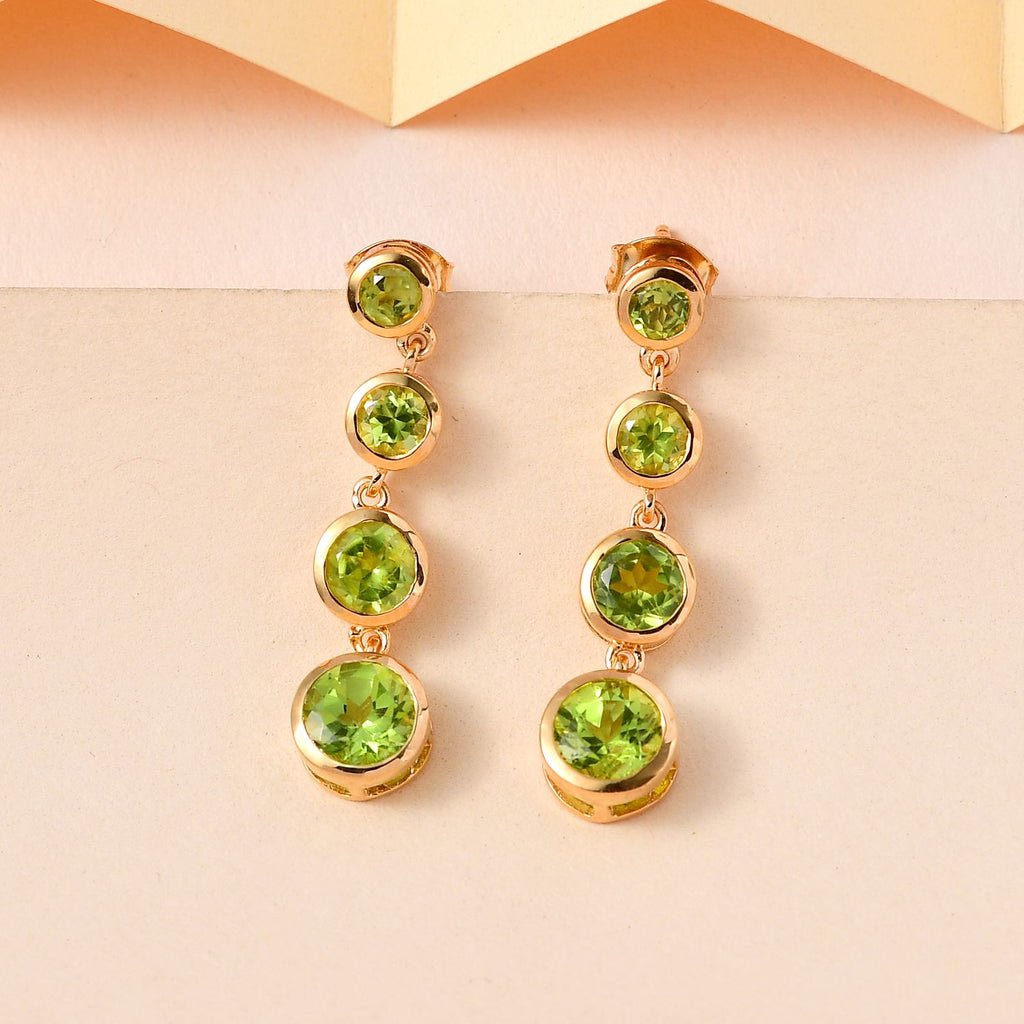 Natürliche Peridot Ohrringe 925 Silber vergoldet ca. 3.67 ct