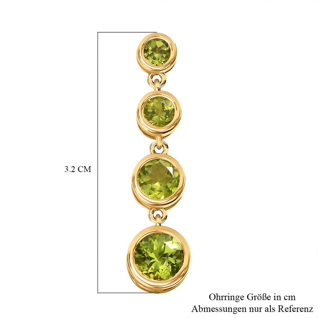 Natürliche Peridot Ohrringe 925 Silber vergoldet ca. 3.67 ct