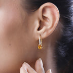 AAA Premium Brasilianischer Heliodor, weißer Zirkon Ohrringe, 925 Silber Gelbgold Vermeil ca. 2.38 ct