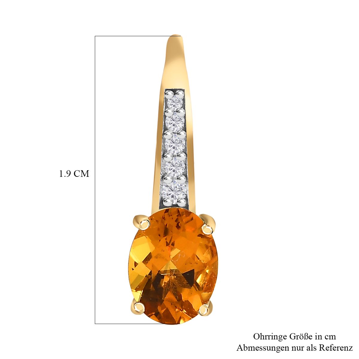 AAA Premium Brasilianischer Heliodor, weißer Zirkon Ohrringe, 925 Silber Gelbgold Vermeil ca. 2.38 ct