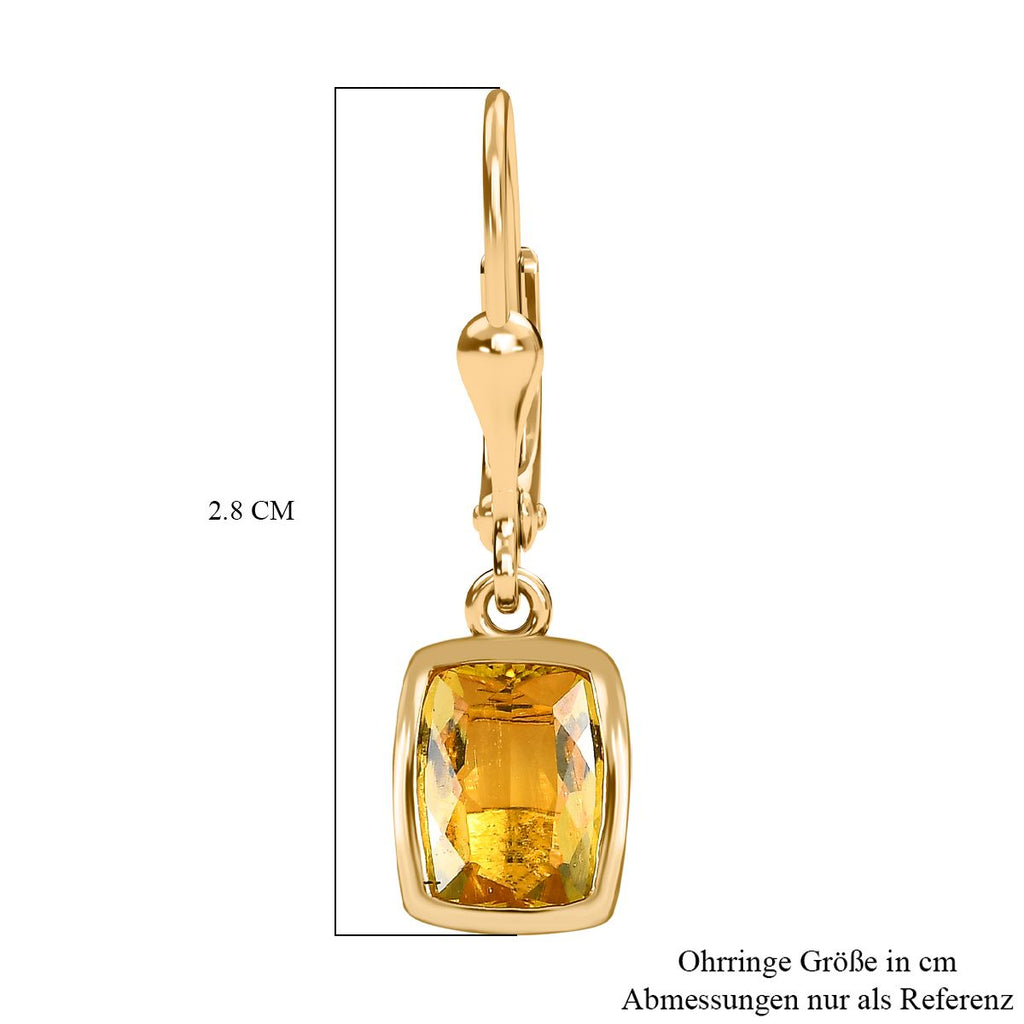 AA Premium Brasilianischer Heliodor Ohrringe, 925 Silber Gelbgold Vermeil, ca. 2.58 ct