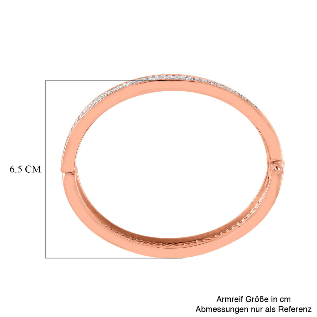 Weißer Kristall Armreif ca. 19 cm, roséfarben