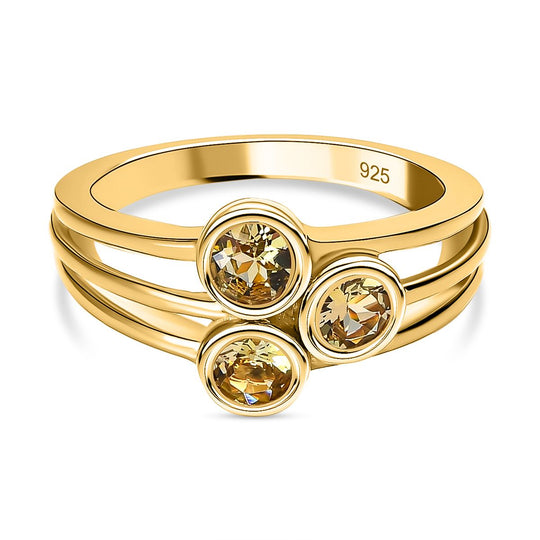 AA Natürlicher goldener Tansanit Ring 925 Silber Gelbgold Vermeil (Größe 20.00) ca. 0.75 ct