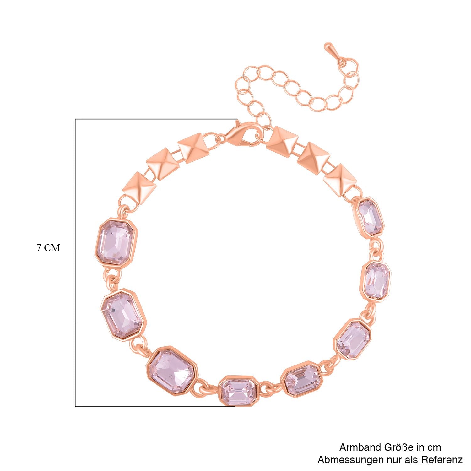 Rosa Kristall Armband, ca. 19 cm