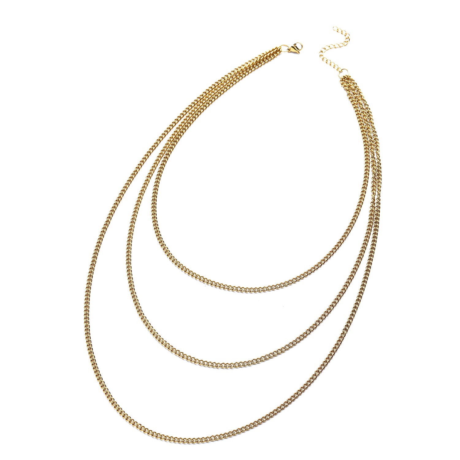 3-lagige Halskette, ca. 40.5 cm, 316L Edelstahl IP-Gold