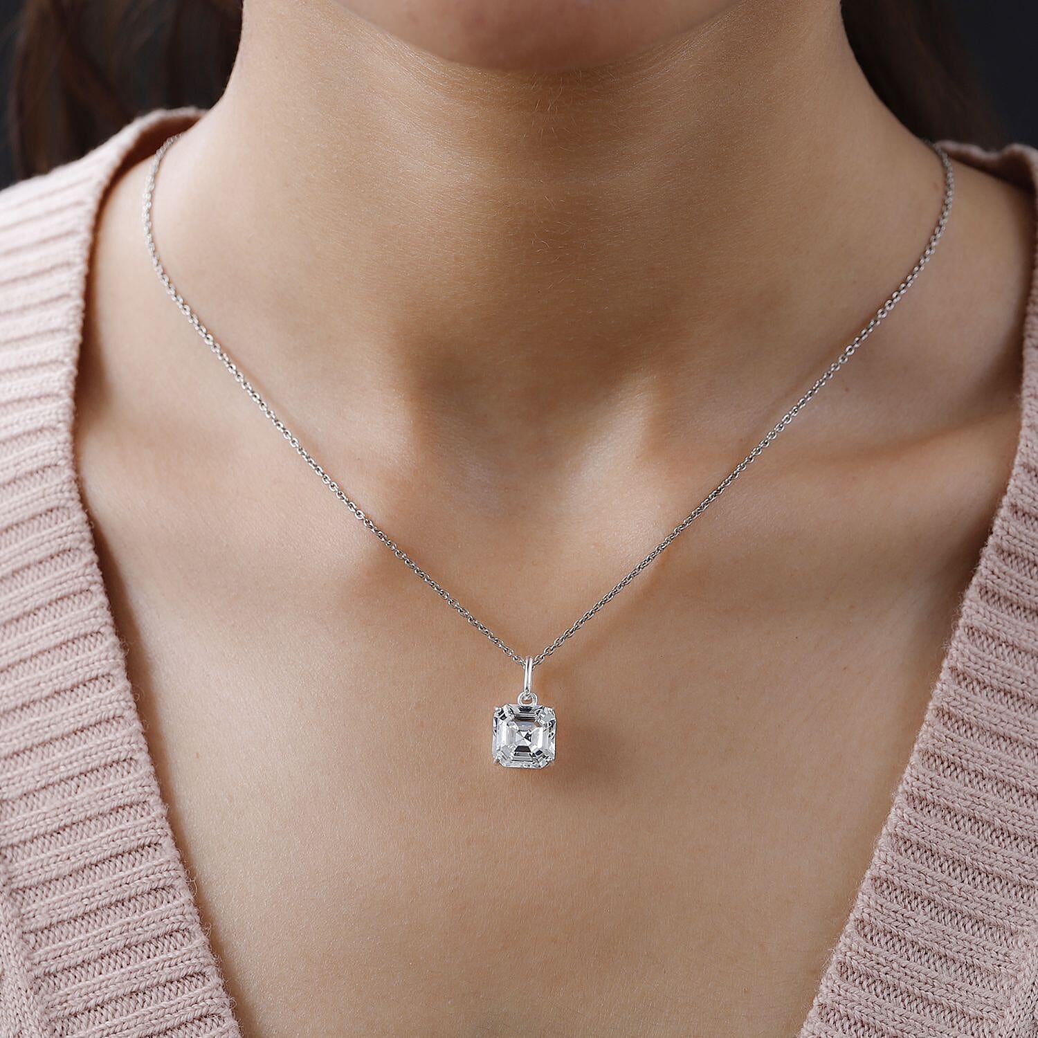 Weißer Kristall Anhänger 925 Silber