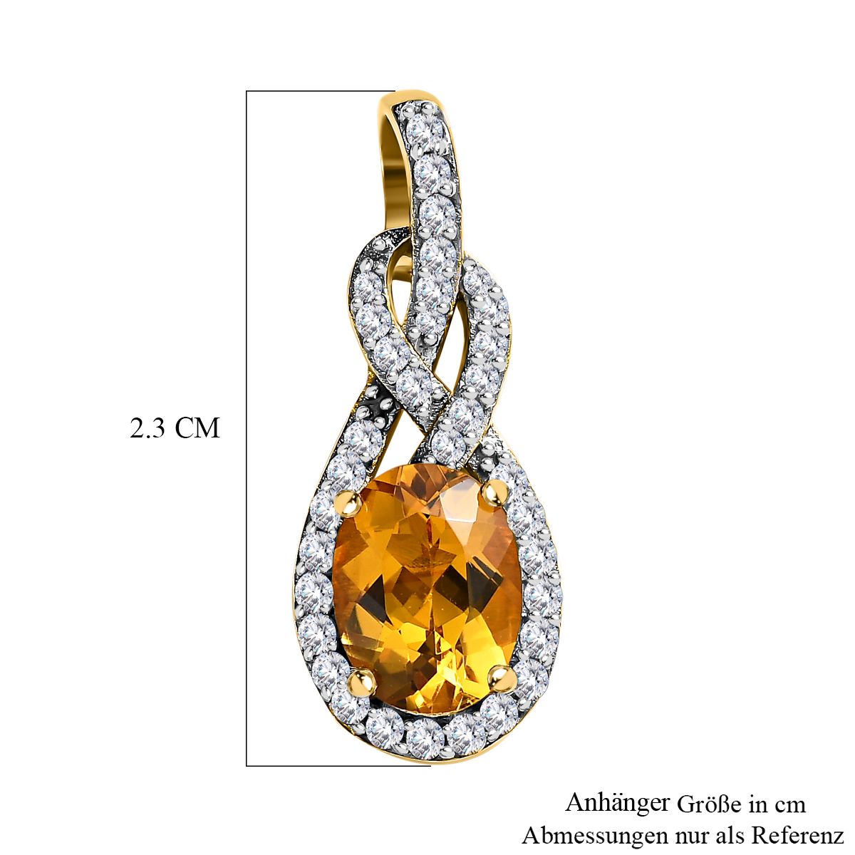 AAA Premium Brasilianischer Heliodor, Weißer Zirkon Anhänger 925 Silber Gelbgold Vermeil ca. 1.61 ct