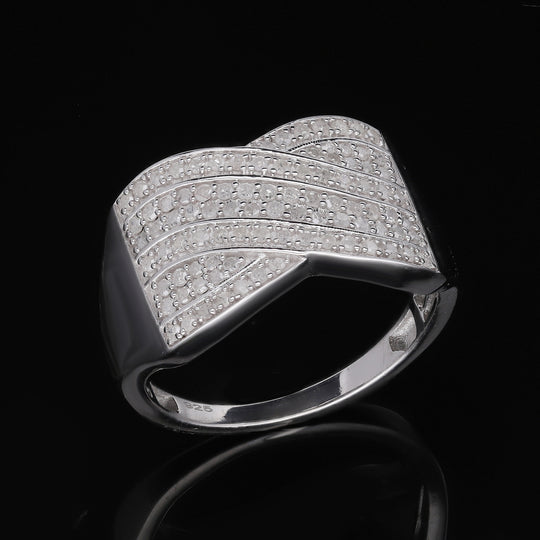Weißer Diamant Ring, 925 Silber platiniert, (Größe 19.00), ca. 0.50 ct