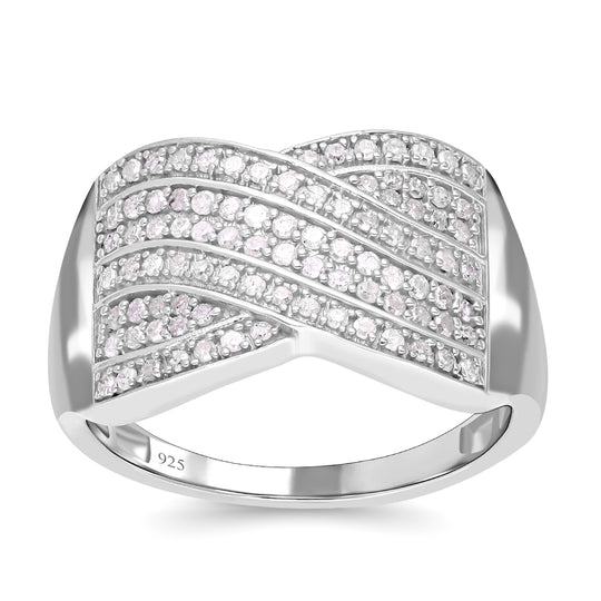 Weißer Diamant Ring, 925 Silber platiniert, (Größe 19.00), ca. 0.50 ct