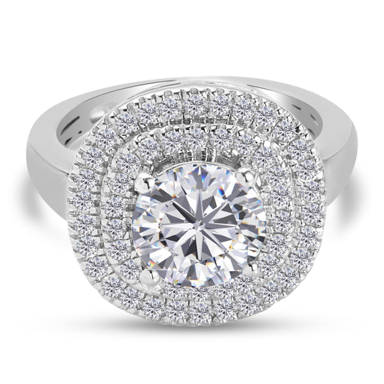 88 Facetten Moissanit Ring 925 Silber platiniert (Größe 20.00) ca. 2,01 ct