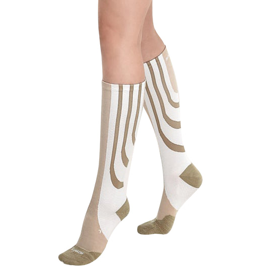 SANKOM - Kompressionskniestrümpfe, Größe 43-47 Schwarz, Weiß und Beige