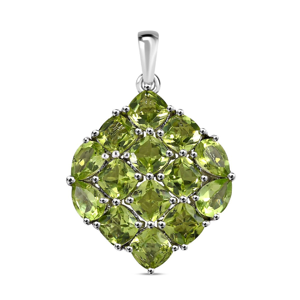 Natürlicher Peridot Anhänger, 925 Silber platiniert ca. 7.87 ct