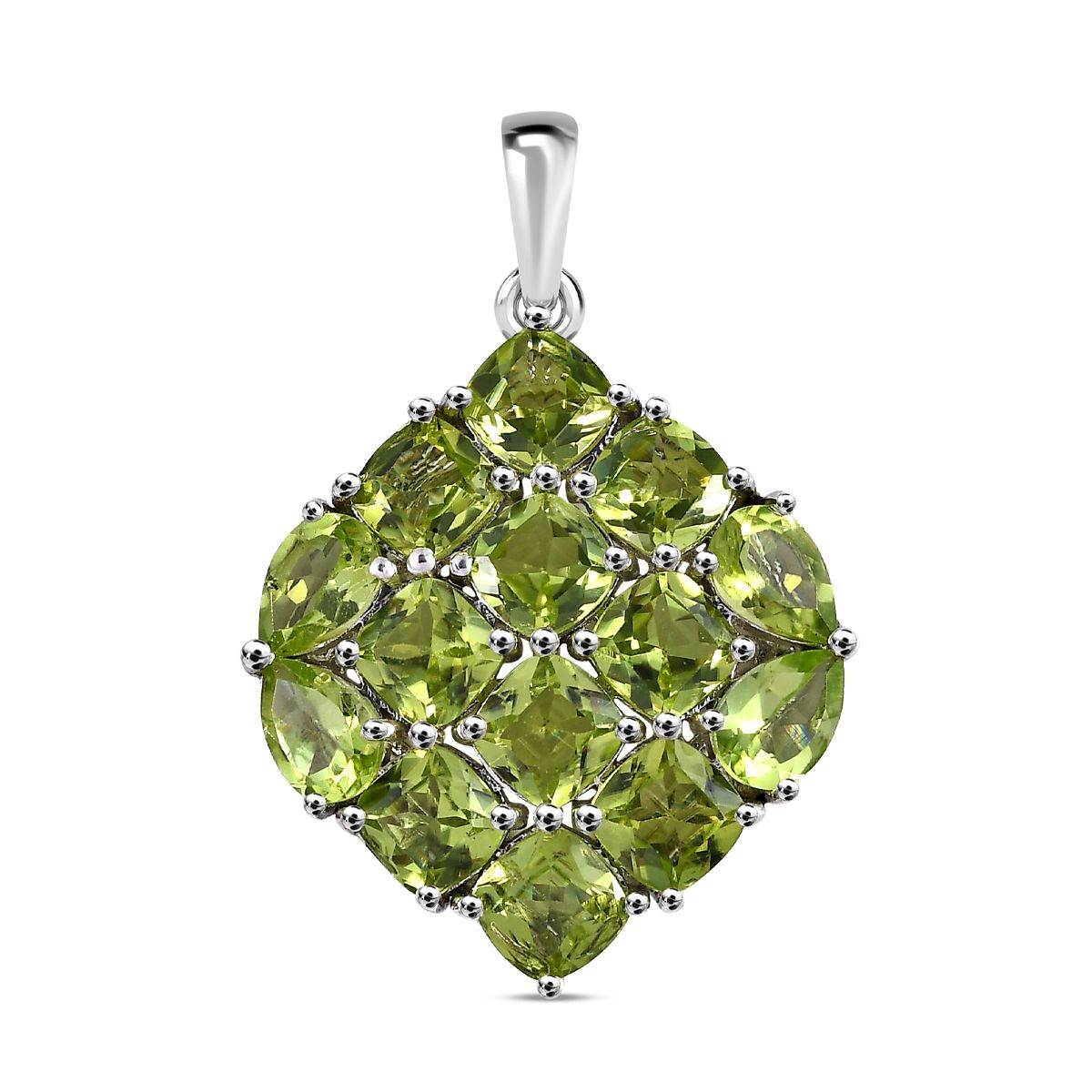 Natürlicher Peridot Anhänger, 925 Silber platiniert ca. 7.87 ct