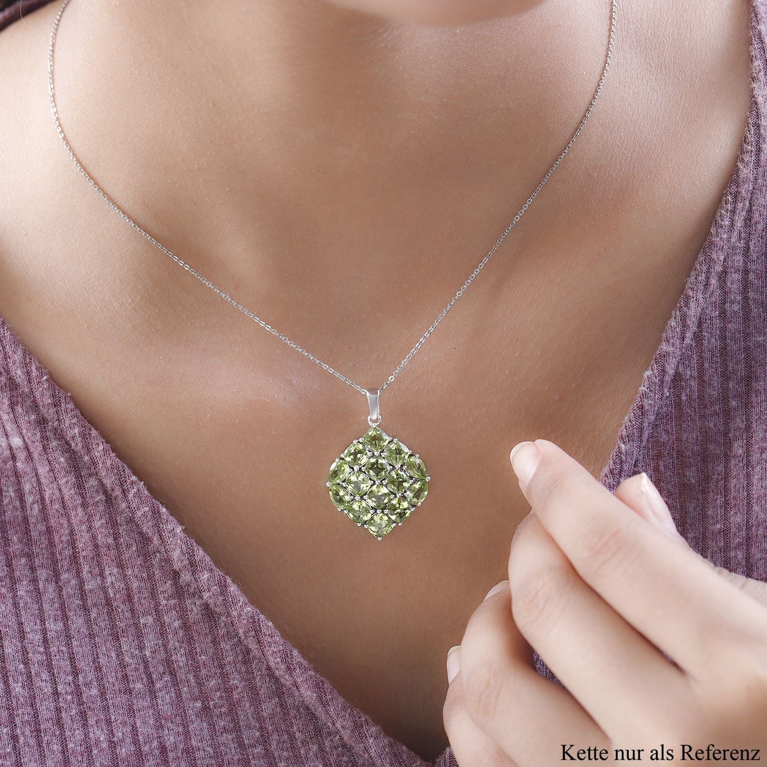 Natürlicher Peridot Anhänger, 925 Silber platiniert ca. 7.87 ct