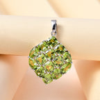 Natürlicher Peridot Anhänger, 925 Silber platiniert ca. 7.87 ct