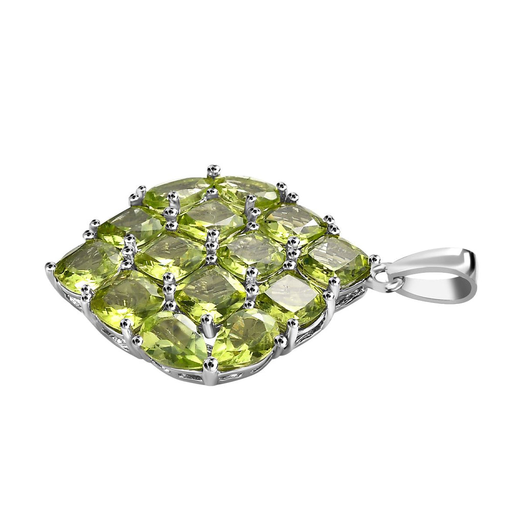 Natürlicher Peridot Anhänger, 925 Silber platiniert ca. 7.87 ct