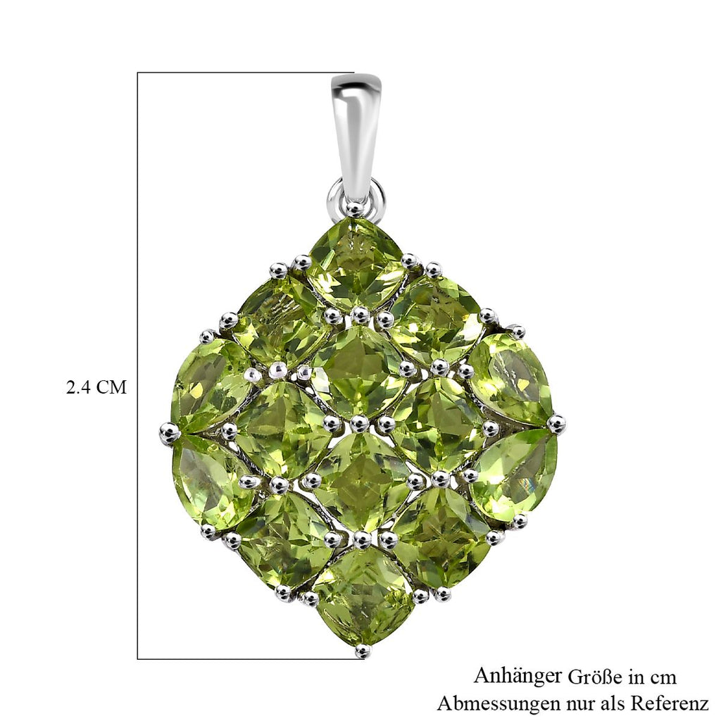 Natürlicher Peridot Anhänger, 925 Silber platiniert ca. 7.87 ct
