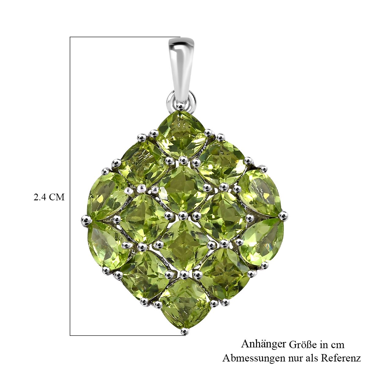 Natürlicher Peridot Anhänger, 925 Silber platiniert ca. 7.87 ct