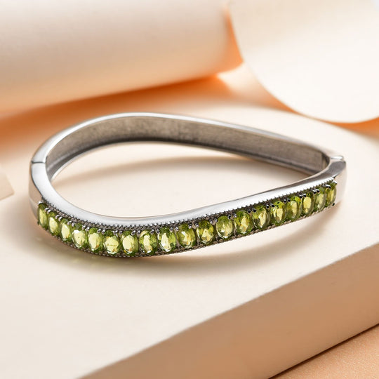 Natürliches Peridot Armreif, ca. 19 cm Edelstahl ca. 8.74 ct