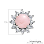 Natürliche Peruanische Rosa-Opal und Weißer Zirkon Ohrringe, 925 Silber platiniert, ca. 1.47 ct