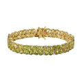 Peridot, Weißer Zirkon Armband ca. 20 cm 925 Silber vergoldet ca. 38.85 ct