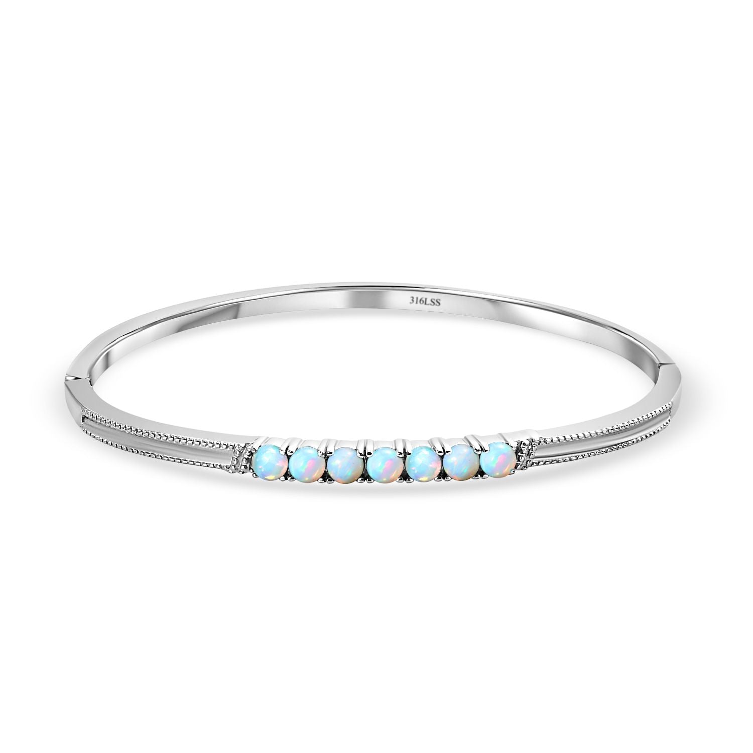 AA Natürlicher, äthiopischer Welo Opal Armreif, ca. 19 cm, Edelstahl, ca. 1.38 ct