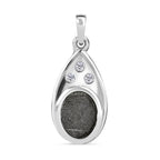 Meteorit, Weißer Zirkon Anhänger 925 Silber platiniert ca. 4.54 ct
