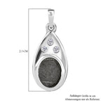 Meteorit, Weißer Zirkon Anhänger 925 Silber platiniert ca. 4.54 ct