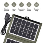 Tragbares Solarpanel, 7W, USB und Mehrfachanschlüsse, Wasserdichtes Etui, 15x20 cm