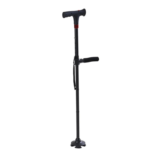 Smart Easy Up Gehstock mit Doppelgriffen, Leichtgewicht, Aluminium mit Drehbarer Basis, Mit Beleuchtung und SOS-Alarm, Höhenverstellbar 85-97 cm, rot