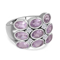 Rose De France Amethyst, weißer Zirkon Ring, Edelstahl (Größe 17.00), ca. 4.48 ct