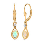 Natürlicher, äthiopischer Welo Opal, weißer Zirkon Ohrringe, 925 Silber Gelbgold Vermeil ca. 0.60 ct