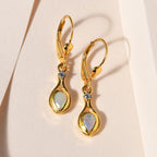 Natürlicher, äthiopischer Welo Opal, weißer Zirkon Ohrringe, 925 Silber Gelbgold Vermeil ca. 0.60 ct