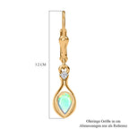 Natürlicher, äthiopischer Welo Opal, weißer Zirkon Ohrringe, 925 Silber Gelbgold Vermeil ca. 0.60 ct