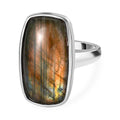 Labradorit Ring, Edelstahl (Größe 17.00) ca. 5.96 ct