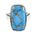 Blaues Türkis Ring, Edelstahl (Größe 17.00) ca. 12.13 ct