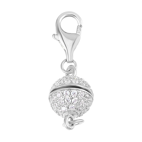 Weißer Zirkonia Karabiner-Magnetschließe, 925 Silber vergoldet