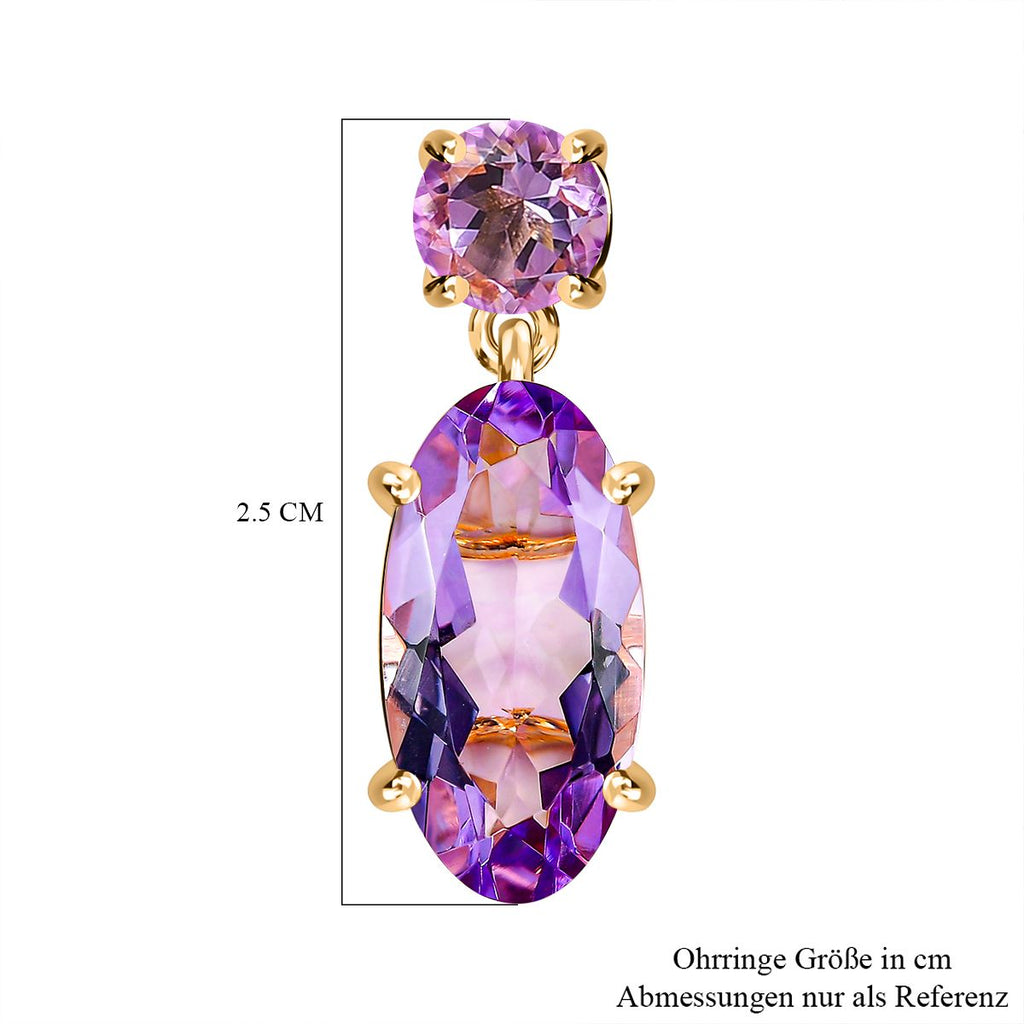 Rose De France Amethyst Ohrringe, 925 Silber vergoldet, ca. 9.69 ct