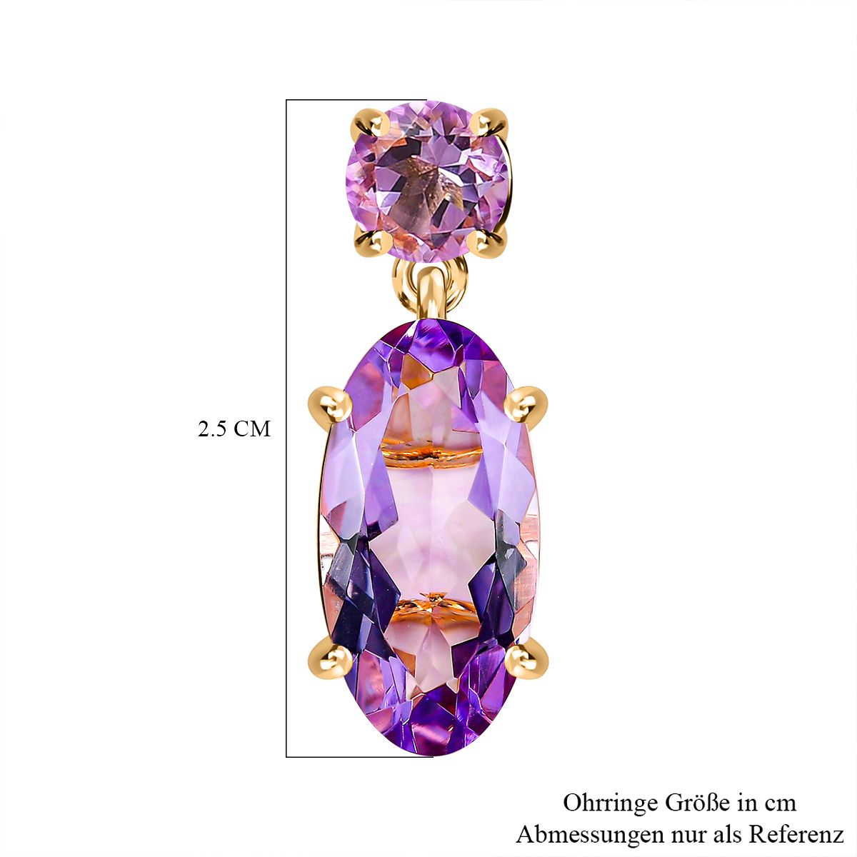 Rose De France Amethyst Ohrringe, 925 Silber vergoldet, ca. 9.69 ct