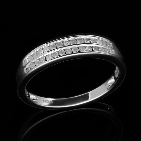 Weißer Diamant Ring, 925 Silber Gelbgold Vermeil, (Größe 18.00), ca. 0.33 ct