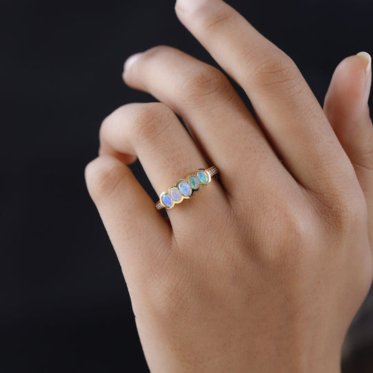 Natürlicher, äthiopischer Welo Opal Ring, 925 Silber Gelbgold Vermeil (Größe 18.00) ca. 1.20 ct