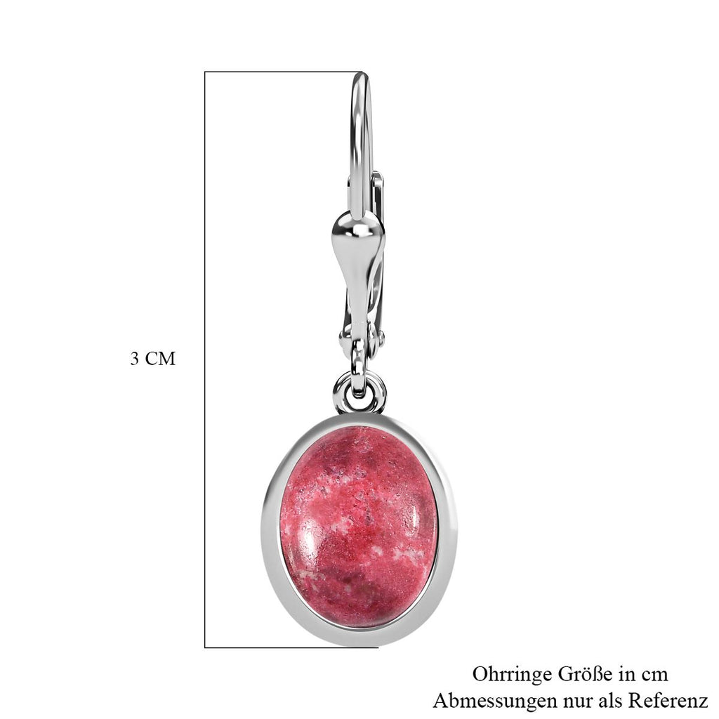 Norwegischer Thulit Ohrringe, 925 Silber platiniert, ca. 8.42 ct