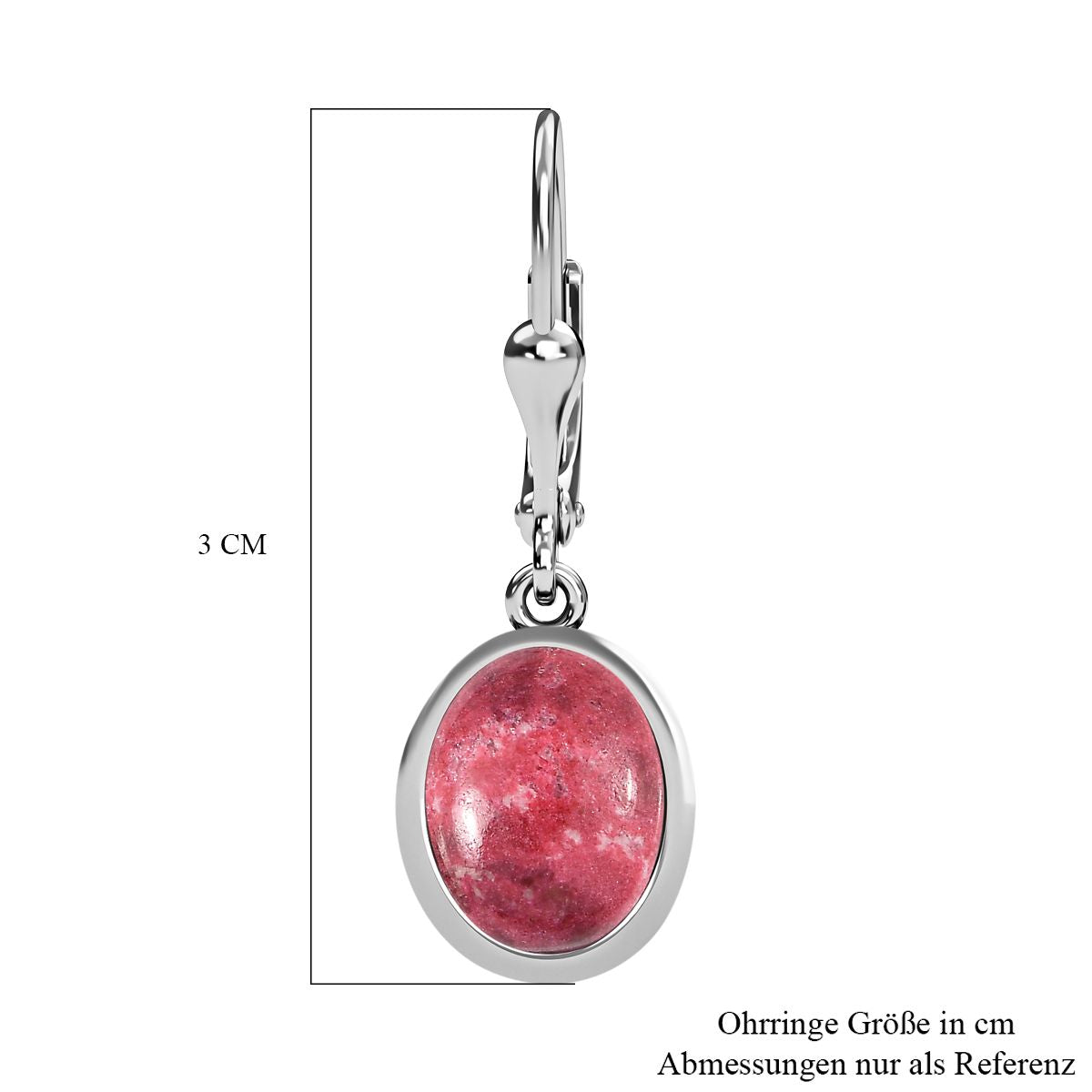 Norwegischer Thulit Ohrringe, 925 Silber platiniert, ca. 8.42 ct