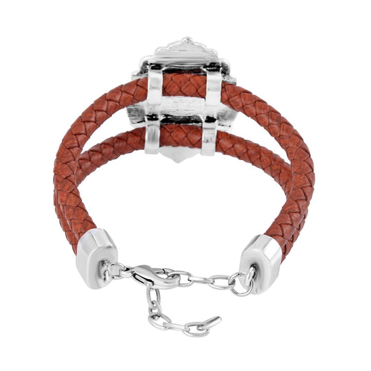 Goldenfluss Leder Armband, ca. 19 cm,  Antik-silber-Plattierung ca. 7.00 ct
