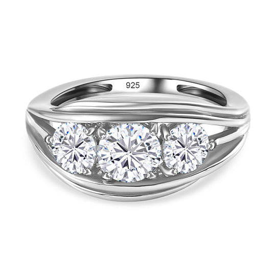 LUSTRO STELLA - Zirkonia Ring, 925 Silber platiniert, (Größe 18.00), ca. 3.24 ct